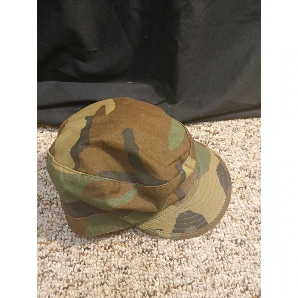 Vintage‎ Woodland Camo Field Hat Cap Camouflage Fitted Size 7 3/8 Atlas Headwear